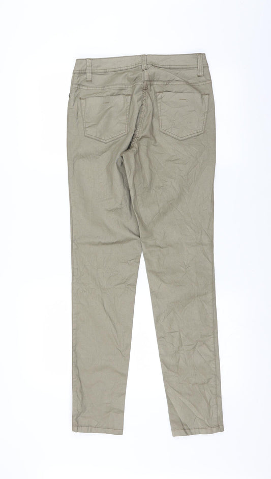UpFashion Womens Green Trousers Size 8 L30 in - Shiny Metallic
