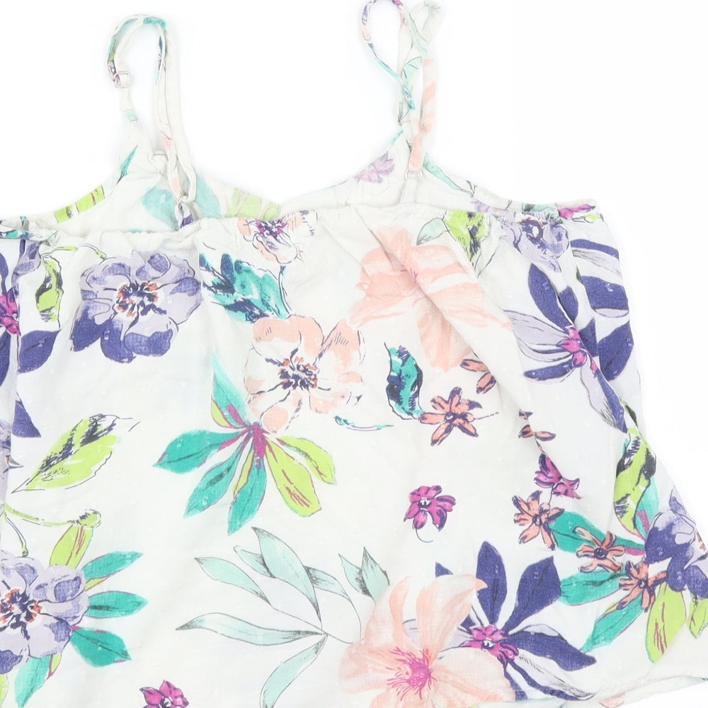 Brand and care label for Love To Lounge women’s white floral cami pyjama top, size XS
