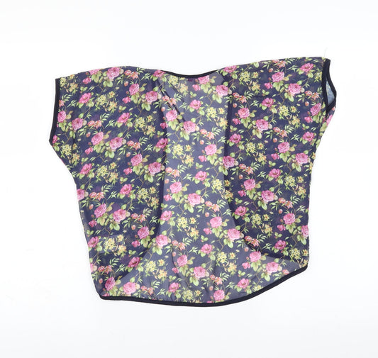 Miss Evie Girls Blue Floral Cardigan Jumper Size 7-8 Years - Shrug