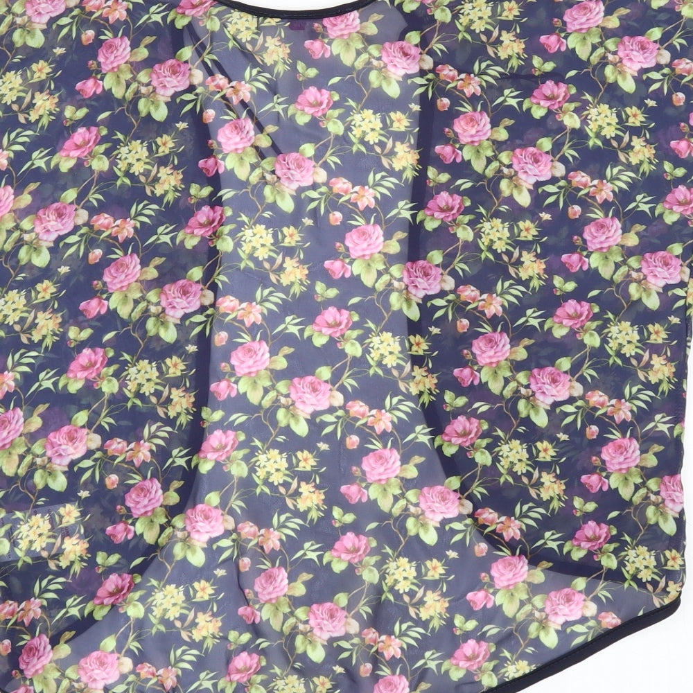 Brand and care label for Miss Evie girls’ blue floral cardigan jumper, size 7-8, years - shrug