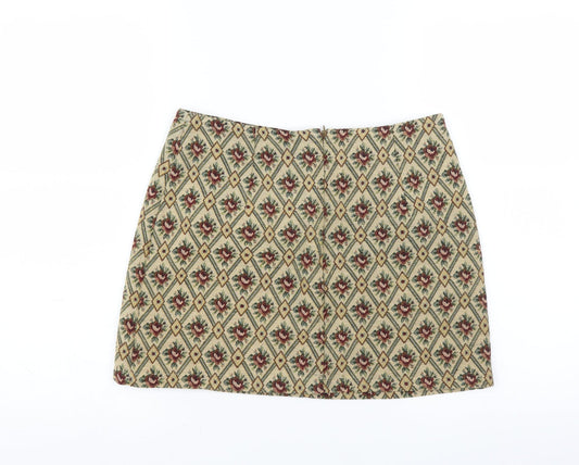 creative design industries Womens Beige Floral A-Line Skirt Size 30 in