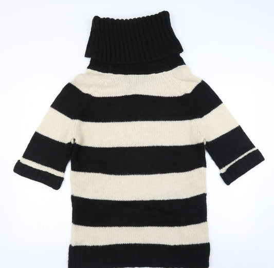 Warehouse Womens Black Striped Pullover Jumper Size 10
