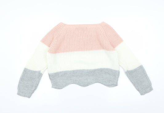 CAMEO ROSE Womens Pink Pullover Jumper Size S - Scallop Hem