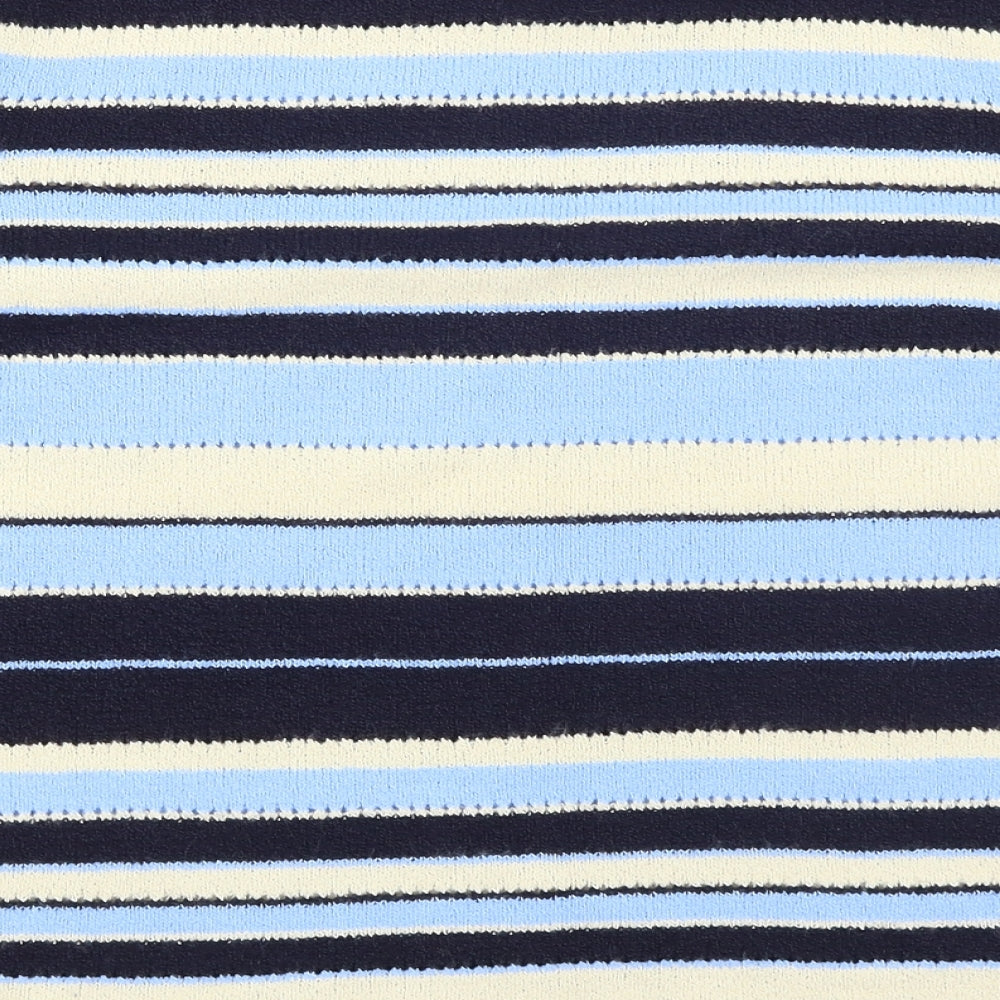 Brand and care label for Berketex women’s blue striped knit jumper, size UK 18