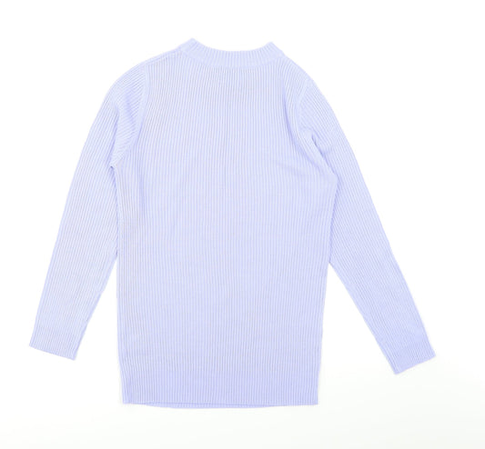 Be You Womens Blue Pullover Jumper Size 8 - Ribbed