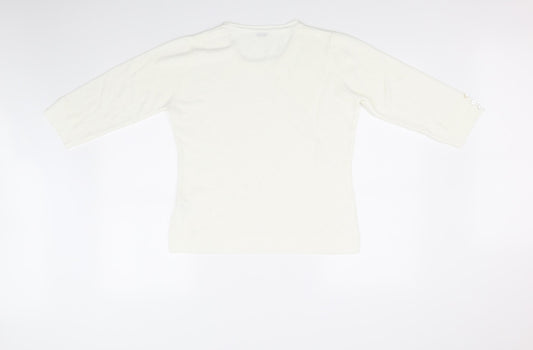 TEXT Womens White Pullover Jumper Size 10