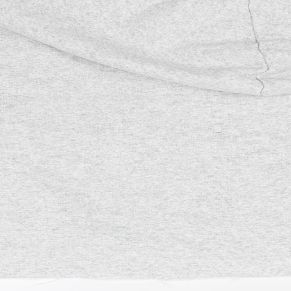 Brand and care label for PRETTYLITTLETHING women’s grey pullover hoodie, size S