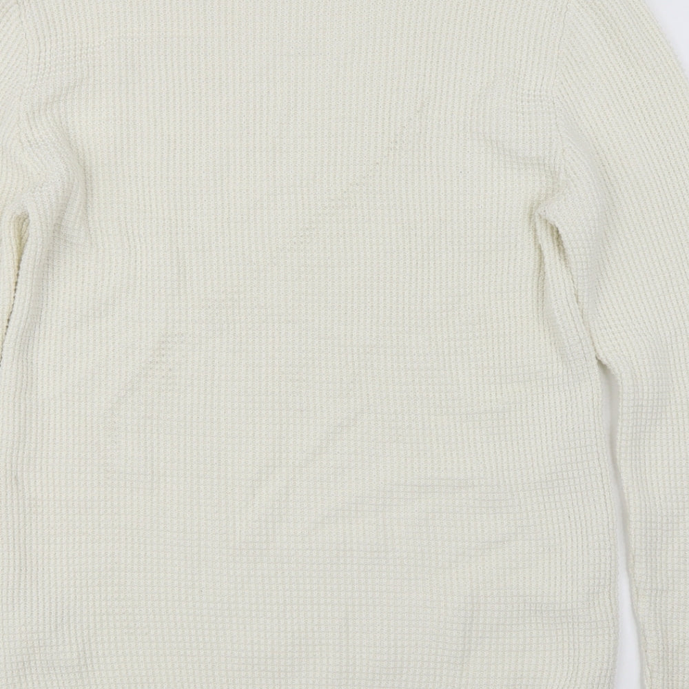 Brand and care label for H&M women’s ivory jumper, size M