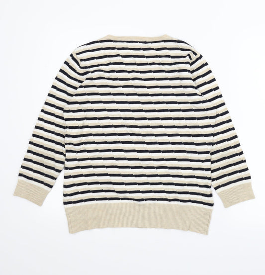 CC Womens Beige Striped Pullover Jumper Size M