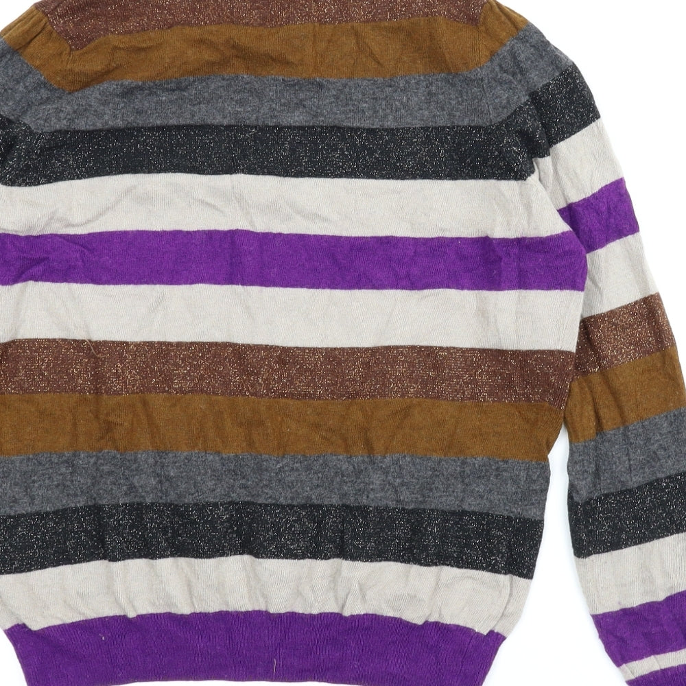 Brand and care label for B. Young women’s multicoloured striped jumper, size L