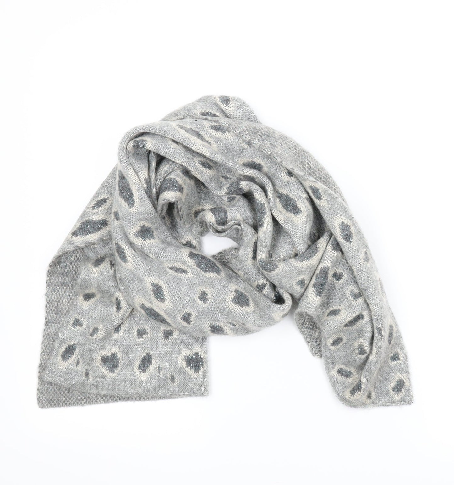 Front view of Faith women’s grey animal print scarf