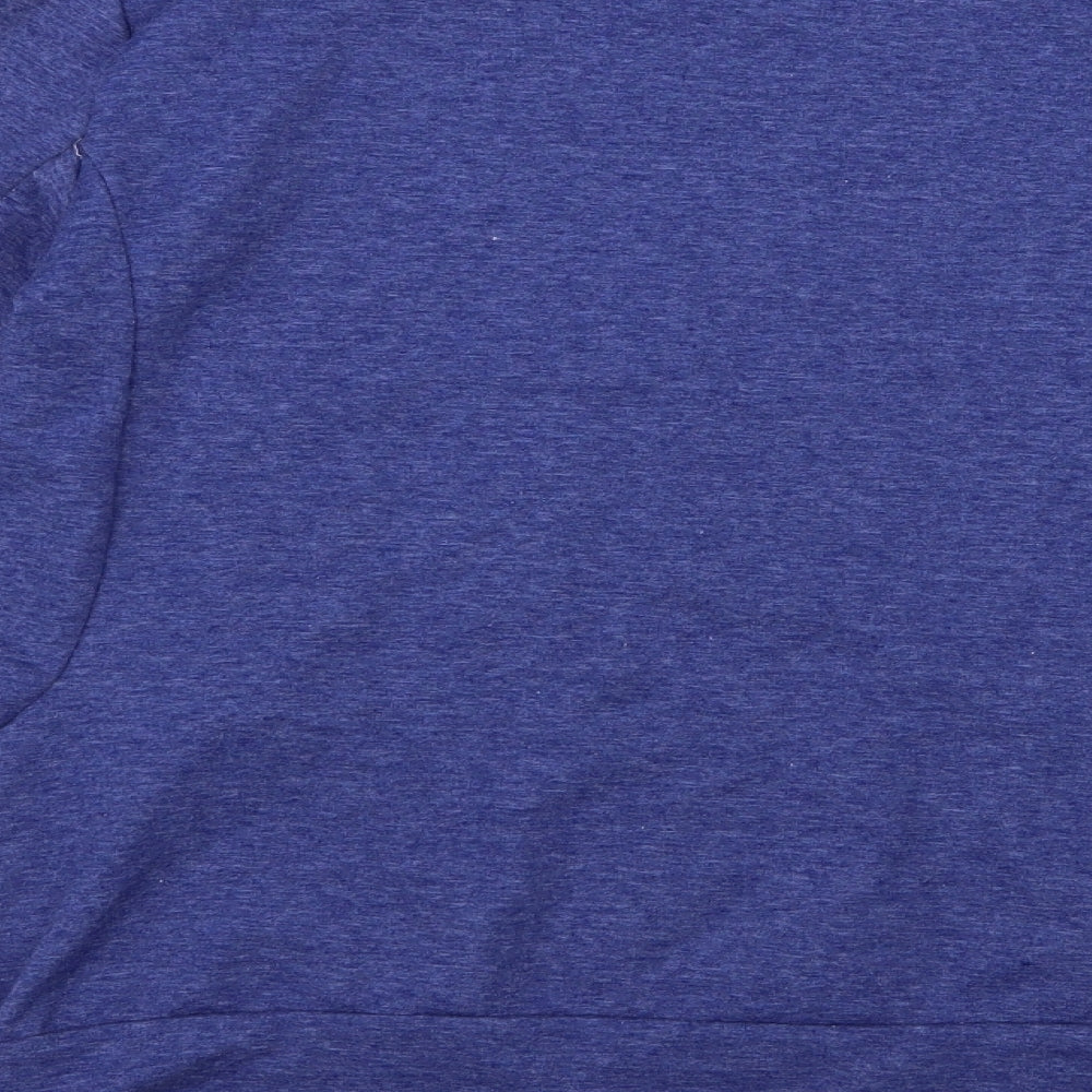 Brand and care label for Preworn women’s blue jumper, size M