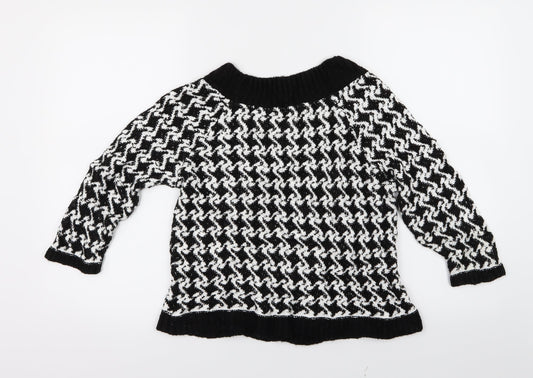 M&Co Womens Black Geometric Knit Pullover Jumper Size XS