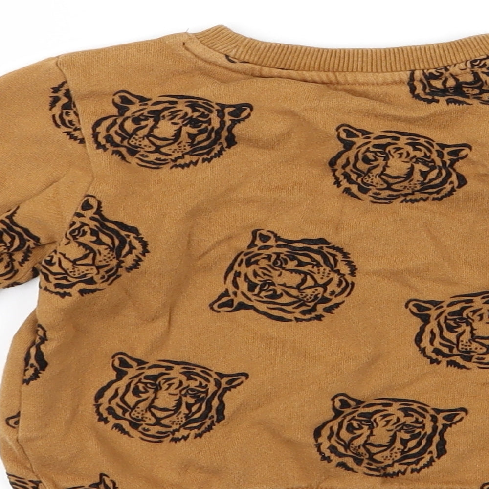 H&M Boys Brown Geometric Pullover Jumper Size 2 Years - Tiger