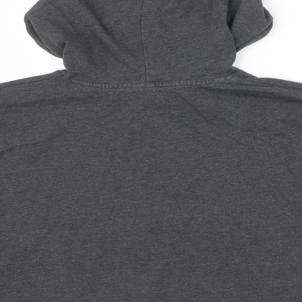 Brand and care label for H&M women’s grey pullover hoodie, size UK 12