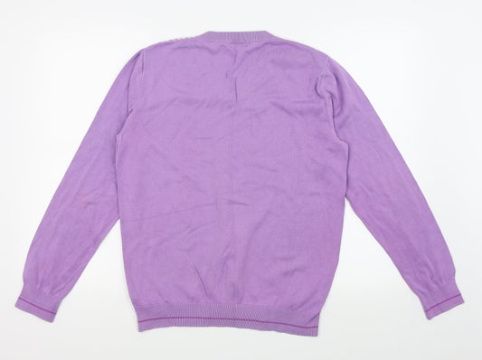 Refectory Mens Purple Check Pullover Jumper Size M