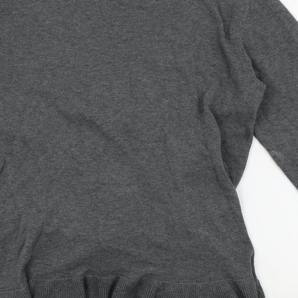Brand and care label for JoJo Maman Bébé women’s grey wrap t-shirt, size S