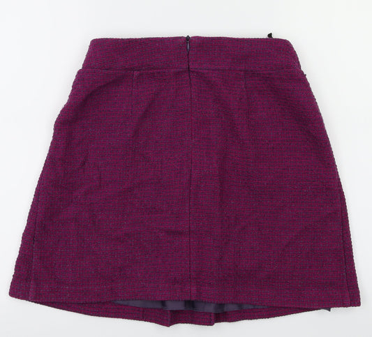 Preworn Womens Purple Check Flare Skirt Size 8