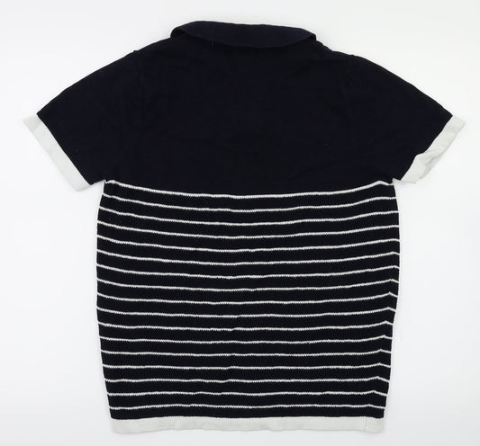 2nd Chapter Mens Blue Striped T-Shirt Size S