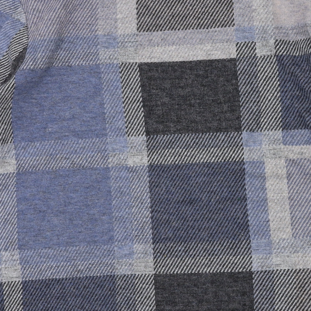 Brand and care label for Marks & Spencer women’s black check basic t-shirt, size UK 10