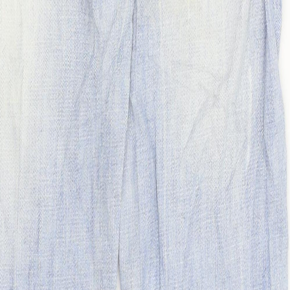 Brand and care label for Miss Anna women’s blue denim straight jeans, size UK 36, in, 32-inch leg