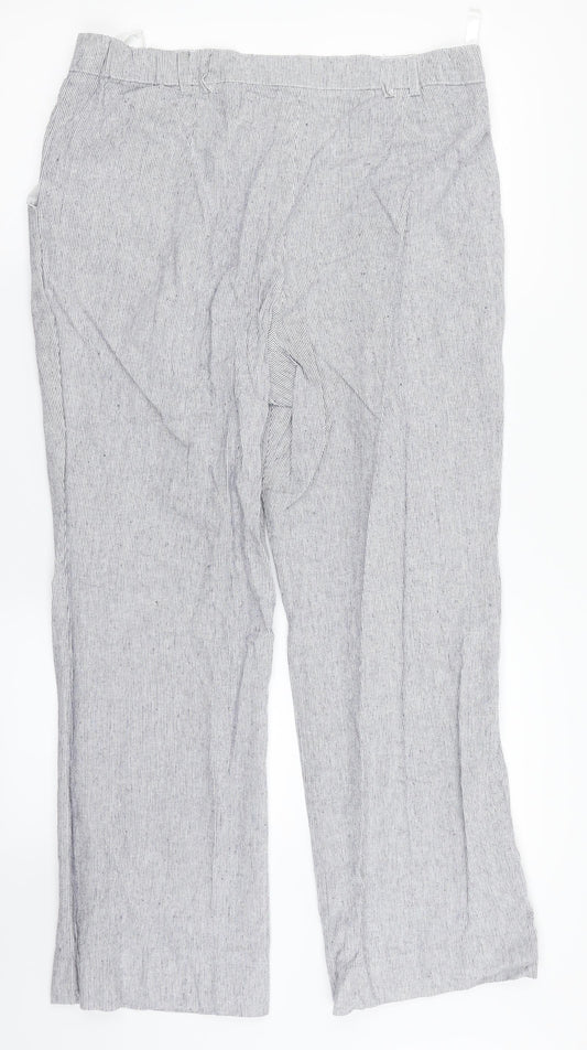 Anna Rose Womens Grey Striped Dress Pants Trousers Size 14 L26 in