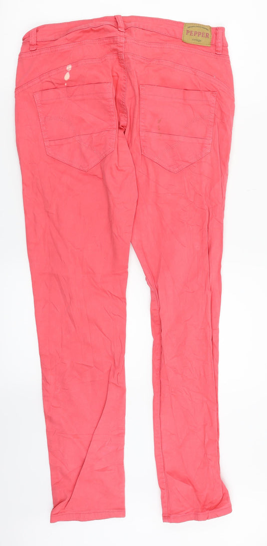 Pepper Womens Pink Chino Trousers Size 14 L30 in