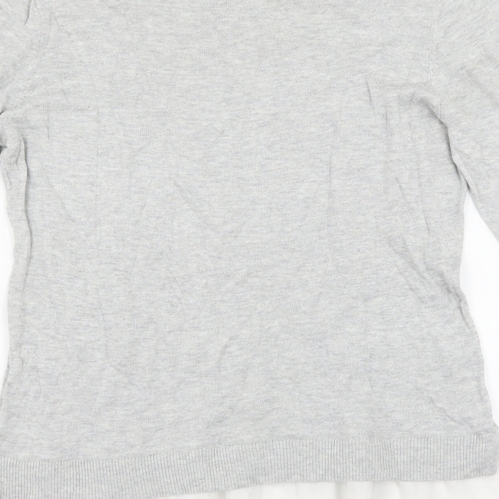 Brand and care label for Dorothy Perkins women’s grey jumper, size UK 12