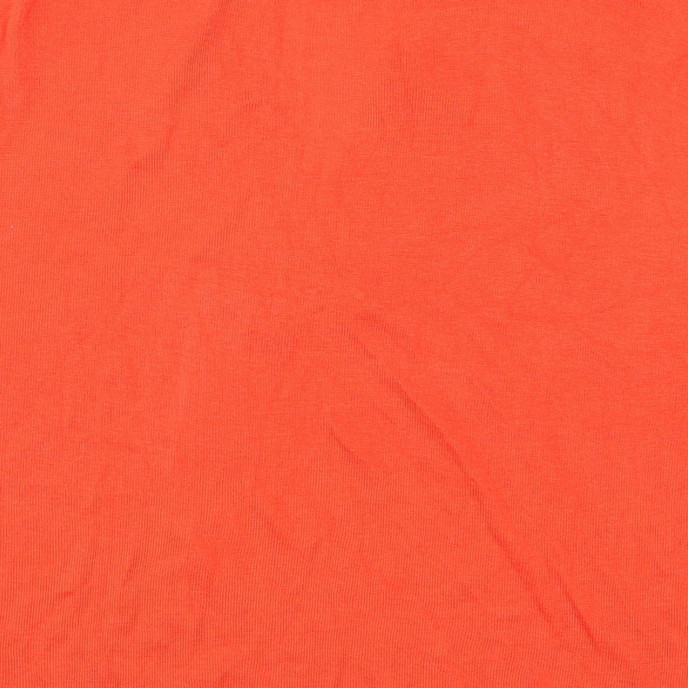Brand and care label for Mango women’s orange jumper, size S