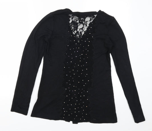 Redail Womens Black Lace Cardigan Jumper Size M