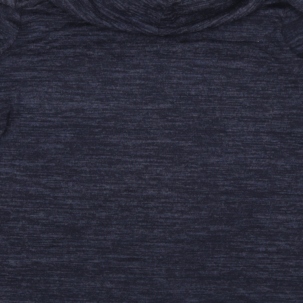 Brand and care label for Jones women’s blue pullover sweatshirt, size M
