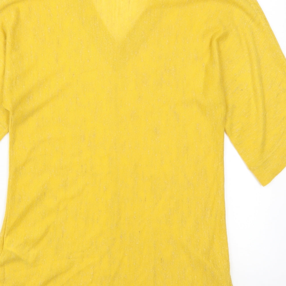 Brand and care label for Monsoon women’s yellow jumper, size S