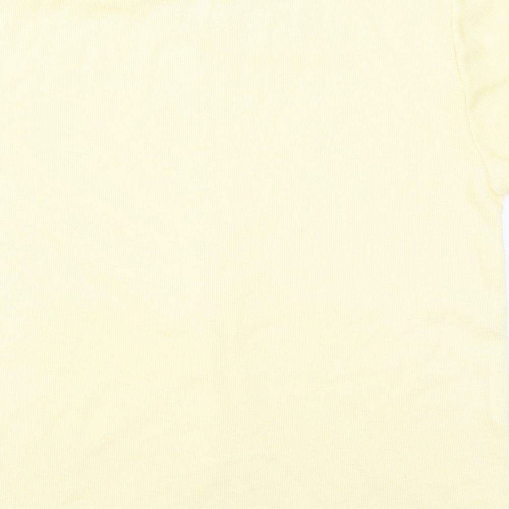 Brand and care label for Original clothing women’s yellow basic t-shirt, size UK 14