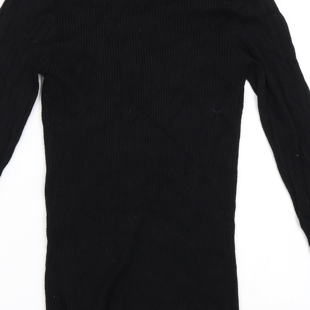 Brand and care label for New Look women’s black jumper, size UK 10