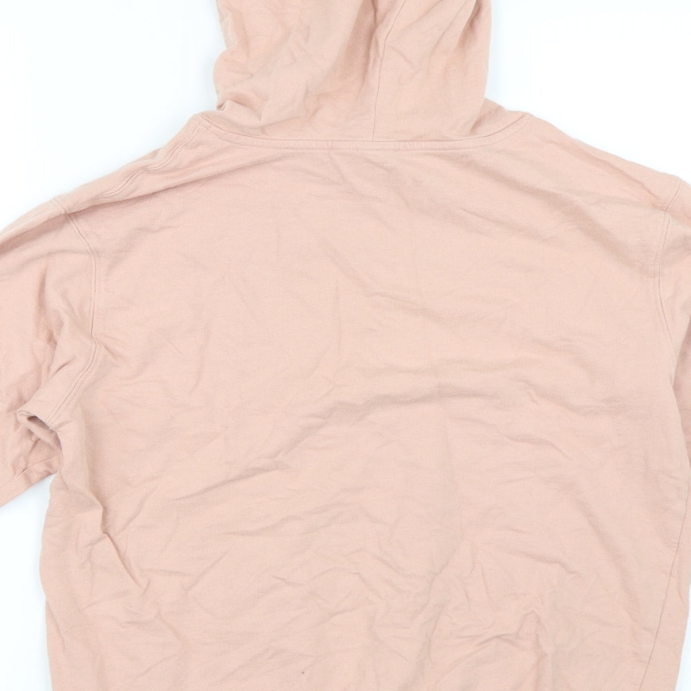 Brand and care label for ASOS women’s pink pullover hoodie, size UK 8
