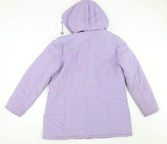 Amber Womens Purple Parka Coat Size 12
