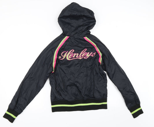 Henleys Womens Black Windbreaker Coat Size S