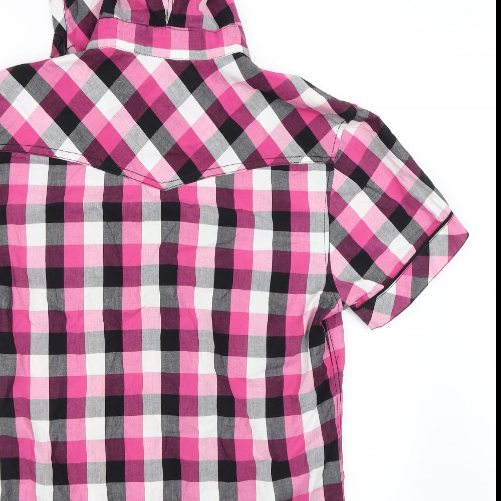 Denim73 Mens Pink Check Button-Up Size S