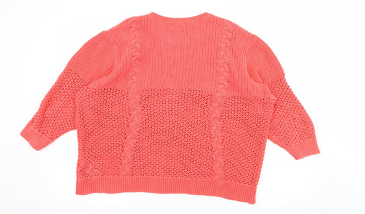 Marks and Spencer Womens Orange Knit Pullover Jumper Size 20