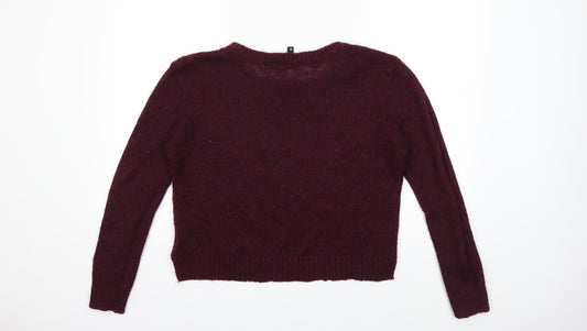 H&M Womens Red Knit Pullover Jumper Size S