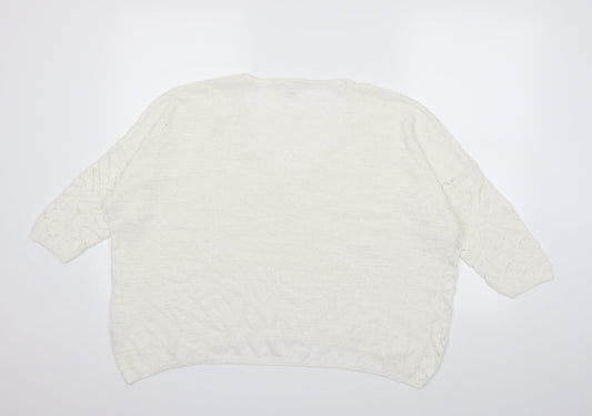 NEXT Womens White Knit Pullover Jumper Size 18