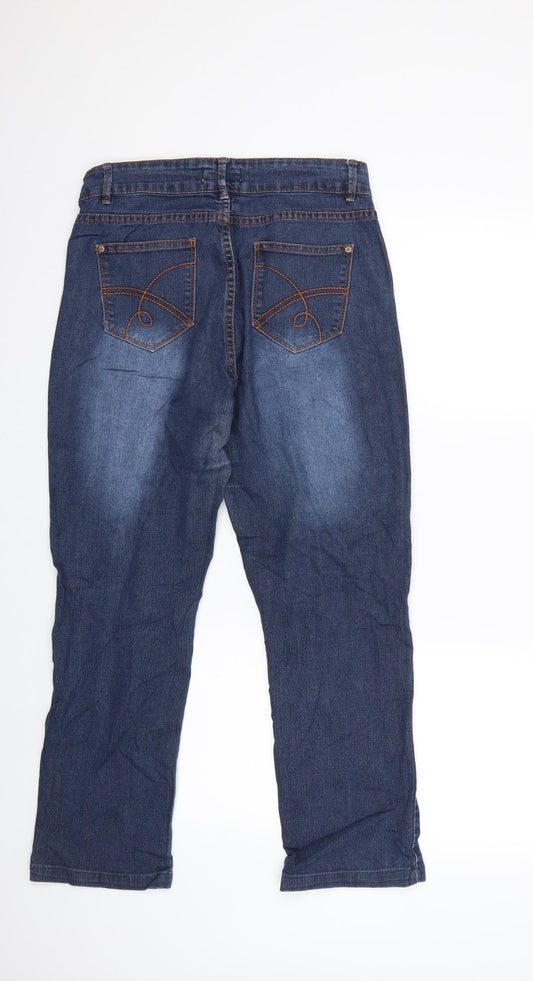 Janina Womens Blue Denim Straight Jeans Size 12 L25 in