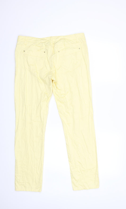 KASHITU Womens Yellow Denim Straight Jeans Size 34 in L28 in