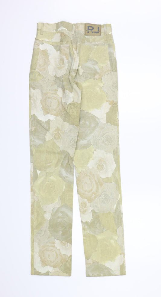 Riflessi Womens Brown Floral Trousers Size 12 L31 in