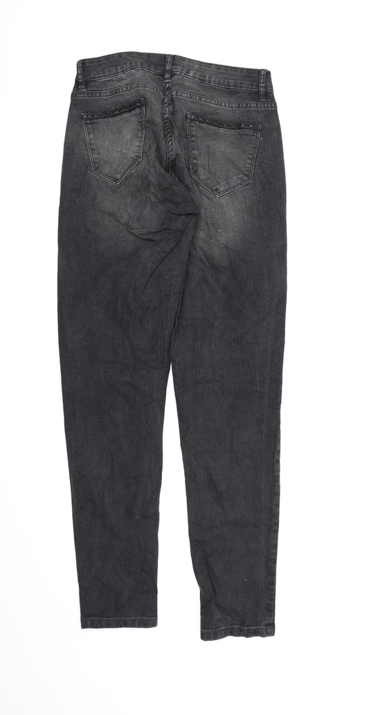 Up 2 Fashion Womens Black Denim Mom Jeans Size 10 L30 in