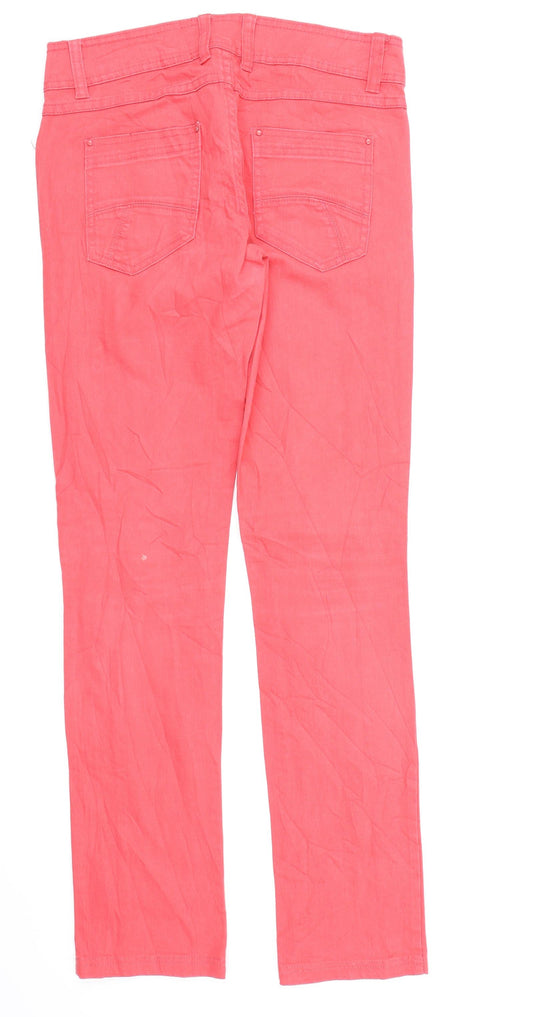 Preworn Womens Pink Denim Straight Jeans Size 12 L31 in