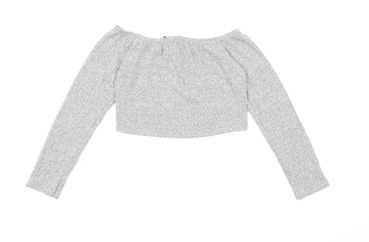 PRETTYLITTLETHING Womens Grey Knit Pullover Jumper Size 12