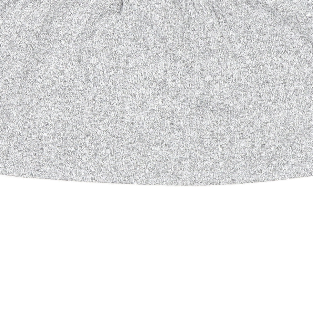 Brand and care label for PRETTYLITTLETHING women’s grey knit jumper, size UK 12