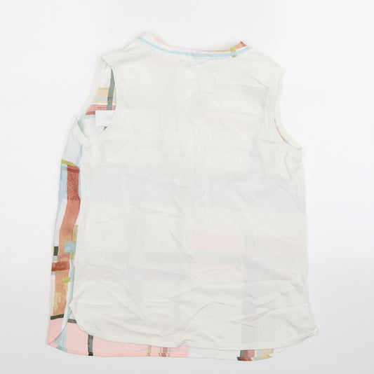 NEXT Womens White Geometric Basic Blouse Size 10