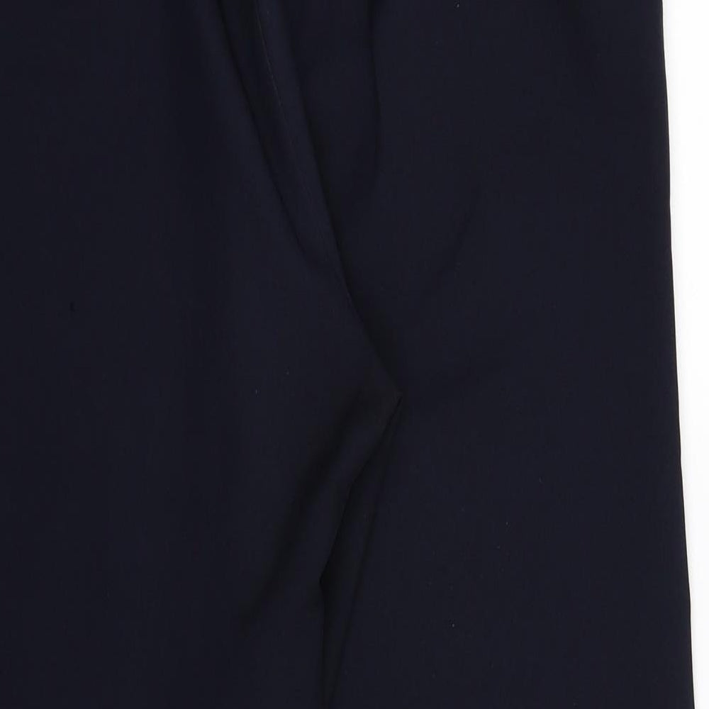 Brand and care label for Bonmarché women’s blue trousers, size UK 14, 25-inch leg